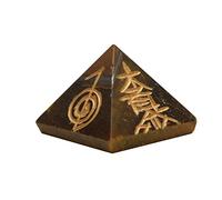 Reiki Healing Usui Símbolos Chakra Piedras preciosas Pirámide de 1 pulgada (Ojo de tigre)