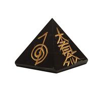 Reiki Healing Usui Symbols Chakra Gemstones Pirámide de 1 pulgada (turmalina negra)