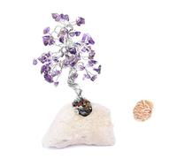 Reiki Meditación espiritual Equilibrio Fe Sanación Vastu Gemstone Amethyst Tree Feng Shui Gift Vastu Table Decor Tree With Rose Desert Selenite-Blessfull Healing