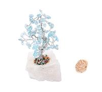 Reiki Meditación espiritual Equilibrio Fe Sanación Vastu Gemstone Apatite Tree Feng Shui Gift Vastu Table Decor Tree With Rose Desert Selenite-Blessfull Healing