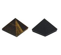 Reiki Natural Stone Nuummite negro sólido, combo de pirámide de ojo de tigre, 2 pulgadas, curación completa