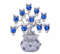 Reiki Owl Figurines Ornament Fengshui Evil Eye Tree con showpiece de la bolsa de la Lucky para la decoración de la oficina del hogar Buena suerte Protección regalo