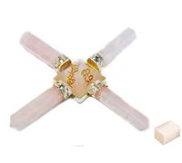 Reiki Pyramid Stone Regalo espiritual 4 puntos Cuarzo rosa USUI Pyramid Energy Generator con Selenite Cube-Blessfull Healing
