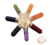 Reiki Pyramid Stone Spiritual Gift 7 Chakra Crystal Pencil Stone Generador de energía con Selenite Cube-Blessfull Healing