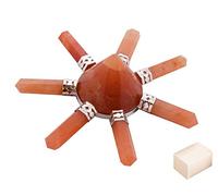 Reiki Pyramid Stone Spiritual Gift Generador de energía de cornalina de 7 puntos con Selenite Cube-Blessfull Healing