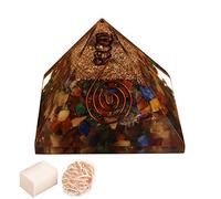 Reiki Seven Chakra Stone Crystal Orgone Pyramid Puntos de energía Protección EMF Meditación Yoga Generador Equilibrio espiritual hogar con rosa Desierto Selenita/Cubo Selenita-Blessfull Healing