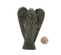 Reiki tallado guardián bolsillo espiritual piedras preciosas adorno decoración rubí zoisita ángel oscuro estatua 2 "pulgadas aprox. Curación completa