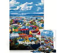 Reikiavik,Islandia Arte Urbano Rompecabezas de 1000 Piezas para Adultos Piensa,Entrena,Disfruta,relájate,Borde definido Regalo Original (38x52cm)