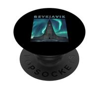 Reikiavik Islandia Hallgrimskirkja Iglesia Aurora Boreal PopSockets PopGrip Adhesivo