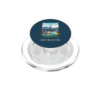 Reikiavik Islandia Nordic Harbor Skyline Vintage Travel PopSockets PopGrip para MagSafe