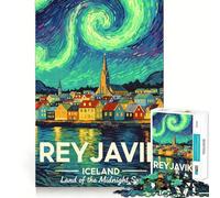 Reikiavik, Islandia ︰ Tierra del Sol de Medianoche Rompecabezas para Adultos 1000 Piezas Juguete para ejercitar la Mente Pasatiempo Tranquilo Diseño Montaje (38x26cm)