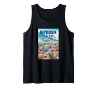 Reikiavik Skyline Montaña Y Glaciar Islandia Viajes Camiseta sin Mangas
