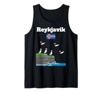 Reikiavik souvenir frailecillo colonia acantilados mar bandera de Islandia Camiseta sin Mangas