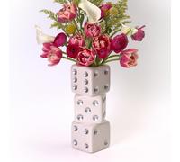 Reimagine Discovery Jarrσn de triple dado blanco y plateado, decoraciσn maximalista, florero de cerαmica, decoraciσn retro del hogar para escrito