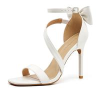 Reimferce Tacones de boda para mujer: elegante lazo y tacones antideslizantes acolchados para caminar con confianza - Completa tu look para el día de la boda, Blanco, 39.5 EU