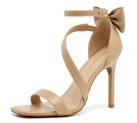 Reimferce Tacones de boda para mujer: elegante lazo y tacones antideslizantes acolchados para caminar con confianza - Completa tu look para el día de la boda, Beige, 40 EU