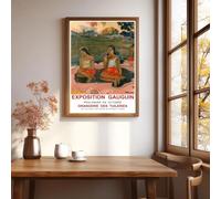 Reimpresión de un cartel de exposición francés vintage de obras de Gauguin. Impresión en lienzo para decoración del hogar, pintura mural (70 x 100 cm).