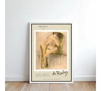 Reimpresión de un cartel de exposición vintage de obras de Auguste Rodin. Impresión en lienzo para decoración del hogar, pintura mural (50 x 70 cm, sin marco).