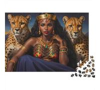 Reina Africana con guepardos, Rompecabezas de 1000 Piezas para Adultos, Reina Africana, guepardos, regio, desafiante difícil, Premium Resistente, Alivio del estrés, Juego Familiar, 70x50cm/1000pzas