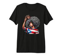 Reina Afro Boricua Princesa Puertorriqueña Bandera Corona Camiseta Premium