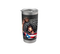 Reina Afro Boricua Princesa Puertorriqueña Bandera Corona Vaso térmico de acero inoxidable de doble pared