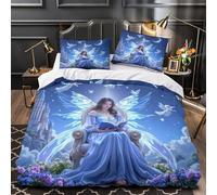 Reina angelical Funda de Edredón Estampado 3D Juego de 3 Piezas Cierre de incluye Fundas de Almohada Antialérgica Arte celestial de fantasía_1 Funda Edredon for Adolescentes Single（135x200cm）