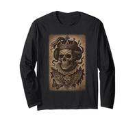 Reina de Calavera gótica Oculta con Serpiente y Detalle de Encaje Vintage Manga Larga