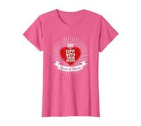 Reina de Corazones Fuera con la Cabeza Real Decreto Camiseta, Mujer, Rosa Jaspeado, XS
