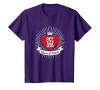 Reina de Corazones Fuera con la Cabeza Real Decreto Camiseta, Niños, Morado, 6 años