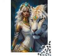 Reina de fantasía Tigre 1000 Piezas Stock De Cartas Premium Paquete De Rompecabezas Entusiastas De Jigsaw Senior Difícil Desafío Decoración De Paredes Paquete De Valor 52x38cm/1000pcs