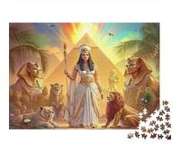Reina del Antiguo Egipto Colores Vibrantes, Rompecabezas de 1000 Piezas para Adultos, Reina egipcia, pirámide, esfinge, Leones, regio, Premium Calidad, desafiante difícil, Alivio del estrés, 70x50cm