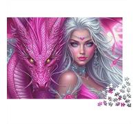 Reina del dragón Rosa Rompecabezas 1000 Piezas Pink Dragon Art Cartón para Adultos Regalo Navidad para Entretenimiento Oferta 70x50cm/1000pcs