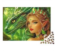 Reina del Dragón Verde Puzzle Mil Piezas para Adultos Puzzle Muy Difícil Entrenamiento Mental Decoración del Hogar Cartón Grueso 38x26cm/1000pcs