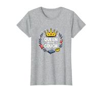 Reina del sofá: Regal Relaxation Funny Lounge Camiseta, Mujer, Gris Jaspeado, S