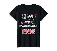 Reina desde septiembre 1992 flores 1992 Septiembre Cumpleaños Camiseta