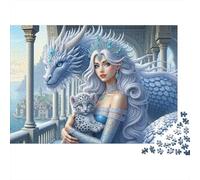 Reina Dragón Fantasía Rompecabezas 1000 Piezas Arte de la niña del dragón Cartón para Adultos Regalo Navidad para Entretenimiento Oferta 70x50cm/1000pcs