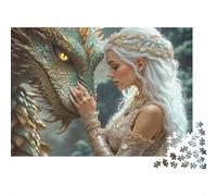 Reina Dragón Fantasía Rompecabezas de 1000 Piezas Difícil para Adultos Reina Dragón Fantasía Regia Premium Grueso Resistente Vibrante Alivio del Estrés Juego 70x50cm/1000pcs