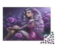 Reina Rosa púrpura Puzzles 1000 Piezas Papel Reciclado para Adultos Puzzle para Adultos Juego Educativo para descompresión Regalo Divertido para casa Excelente Idea de Regalo 52x38cm/1000pcs