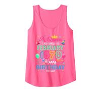 Reinas Nacen en febrero de 1979 Feliz cumpleaños para mí Fiesta Camiseta sin Mangas, Mujer, Rosado Neón, XL