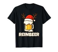Reinbeer Santa Hat Funny Reindeer Couple Matching Christmas Camiseta