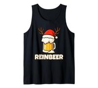 Reinbeer Santa Hat Funny Reindeer Couple Matching Christmas Camiseta sin Mangas
