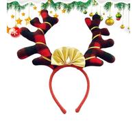 Reindeer Antler Hairband - Christmas Costume Headpiece for Holiday Celebrations | Faux with Glitter Ears and Red Bow Accent, Lightweight Festive Accessory for Kids and Adults 4.72x13.39 in