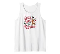 Reindeer Deer Red Reindeer Buck Christmas Xmas Girl Camiseta sin Mangas