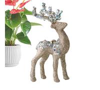 Reindeer Figurines - Desktop Holiday Sculpture, Reindeer Statue Decor, Christmas Reindeers Statue, Glitter Flocked Christmas Decor Decorative For Collectors Photography Home Living Room Bedroom