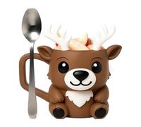 Reindeer Ice Cream Holder - for Kids and Parties with 3d Printed Design | Cute Reindeer Shape, Brown Color, Lightweight Holder for Yogurt Cake Desserts Summer Camping Fruit Food Drinking Kitchen
