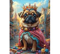 Reine Mops Avec UNE couronne Puzzle 1000 Piezas Papel Adolescentes Mitos Cuento de Hadas Actividad Días Libres Actividad Mente Colección Rompecabezas Regalo Creativo 1000 PCS