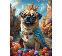Reine Mops Avec UNE couronne Rompecabezas 500 Piezas Cartón para Niños Mayores 14 Años Mitos fantásticos Noches De Cita Antiestrés Pack Completo Detalle Único Original 500 PCS