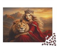 Reine Royale Avec Lion 38x26cm/1000pcs Puzzles Adaptés Aux Adultes Et Aux Personnes Âgées De 14 ANS Et Plus