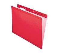 Reinforced Hanging File Folders, Letter, Red, 25/Box