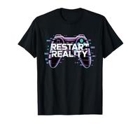 Reiniciar Realidad Mundo Digital Control Gamer Glitch Camiseta